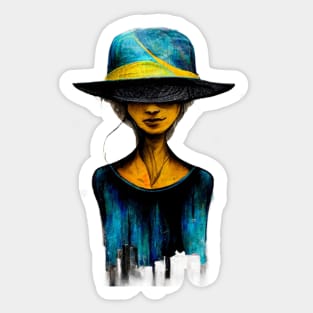 Elegant woman with a hat Sticker